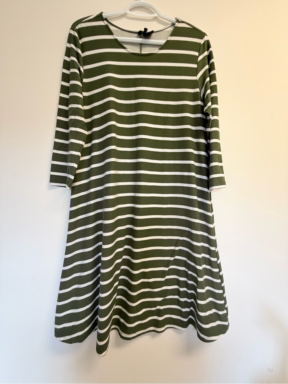 New Directions Olive Green Striped Women's Dress - Casual A-Line size Medium